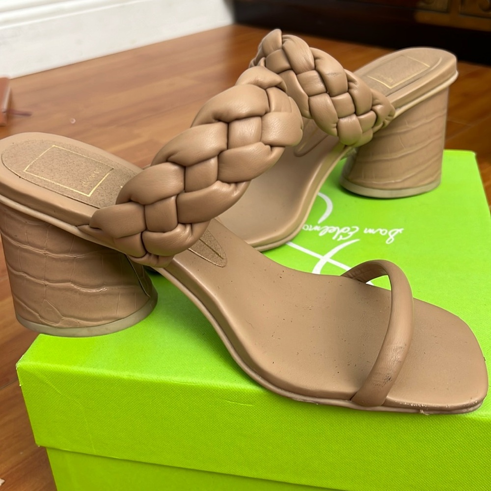 Dolce Vita Paily Heels Stella In Cafe braided detail snakeskin Nude Sandals 7.5